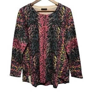 Nally & Millie Sweater Womens XL Abstract Artsy Colorful Pullover Knit Tunic